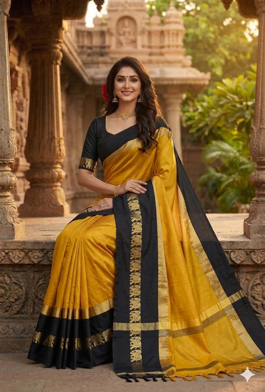 Hathi Design (Elephant) Cotton Silk Saree