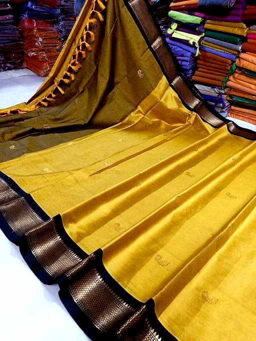 Gold & Black Paithani Cotton Silk Saree