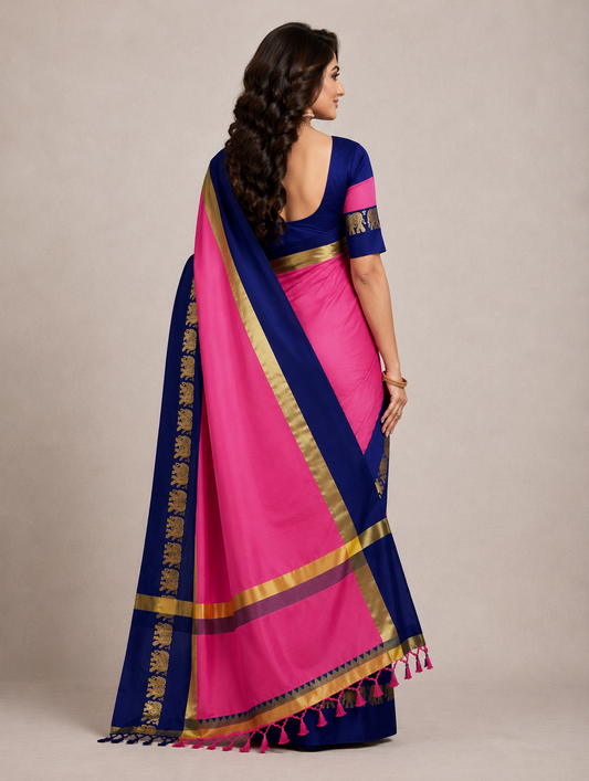 Hathi Design (Elephant) Cotton Silk Saree
