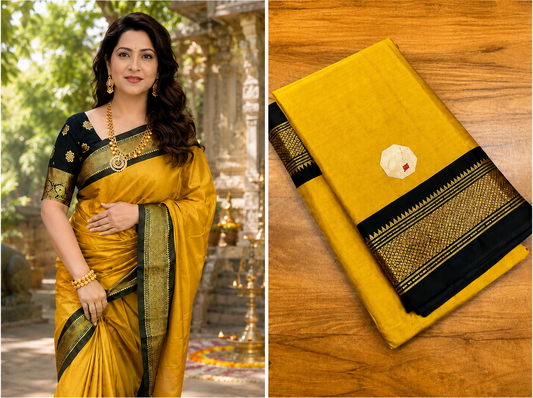 Gold & Black Paithani Cotton Silk Saree