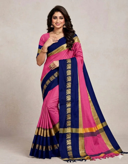 Hathi Design (Elephant) Cotton Silk Saree