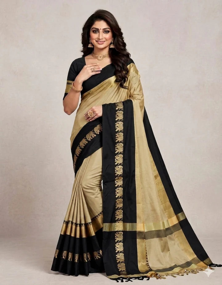 Hathi Design (Elephant) Cotton Silk Saree