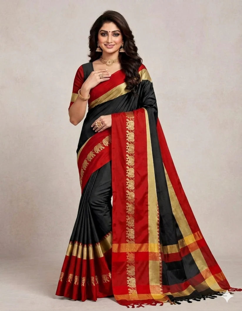 Hathi Design (Elephant) Cotton Silk Saree