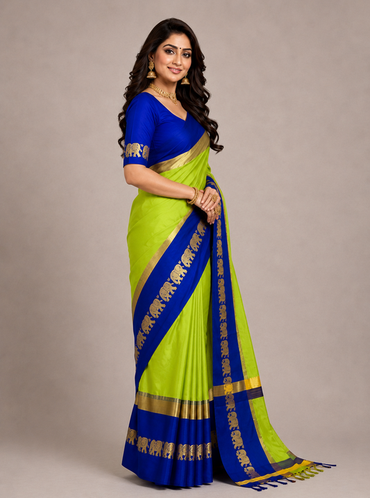 Hathi Design (Elephant) Cotton Silk Saree