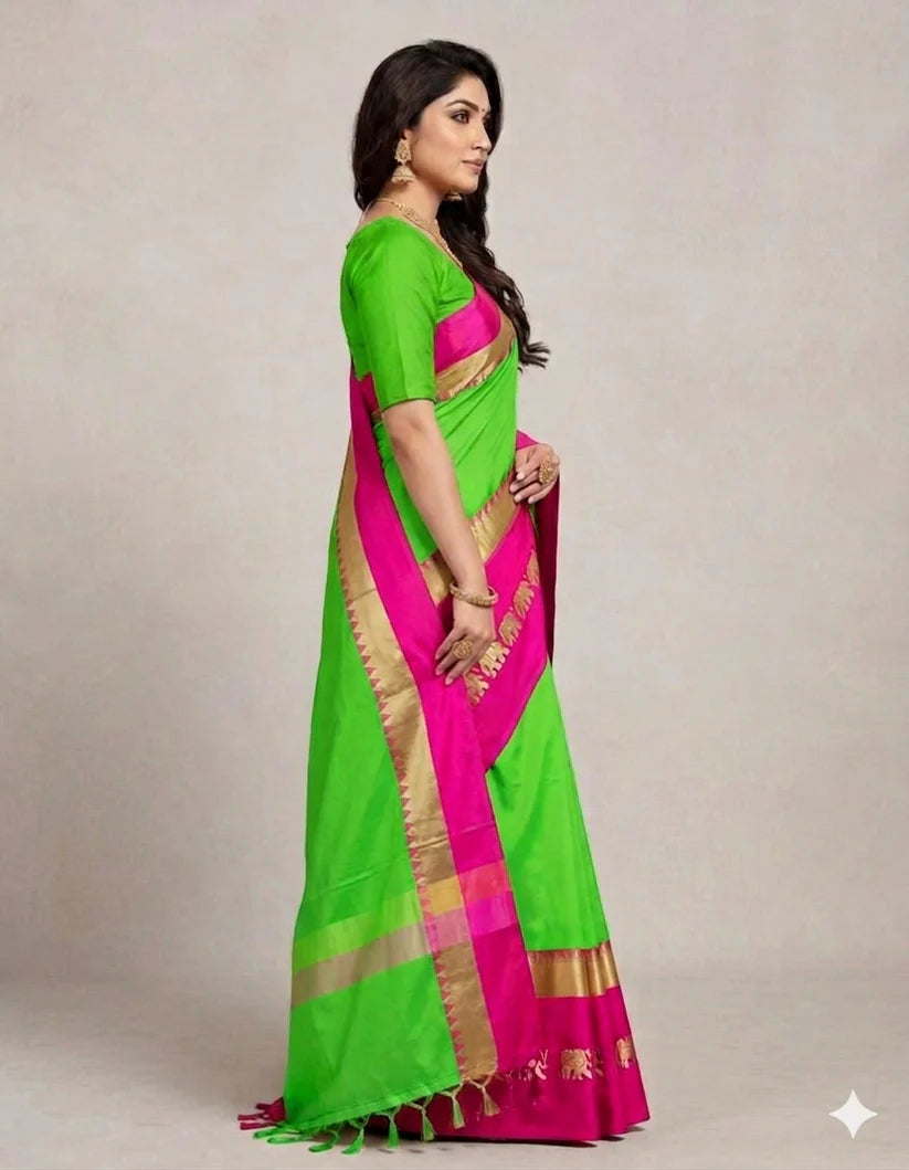 Hathi Design (Elephant) Cotton Silk Saree