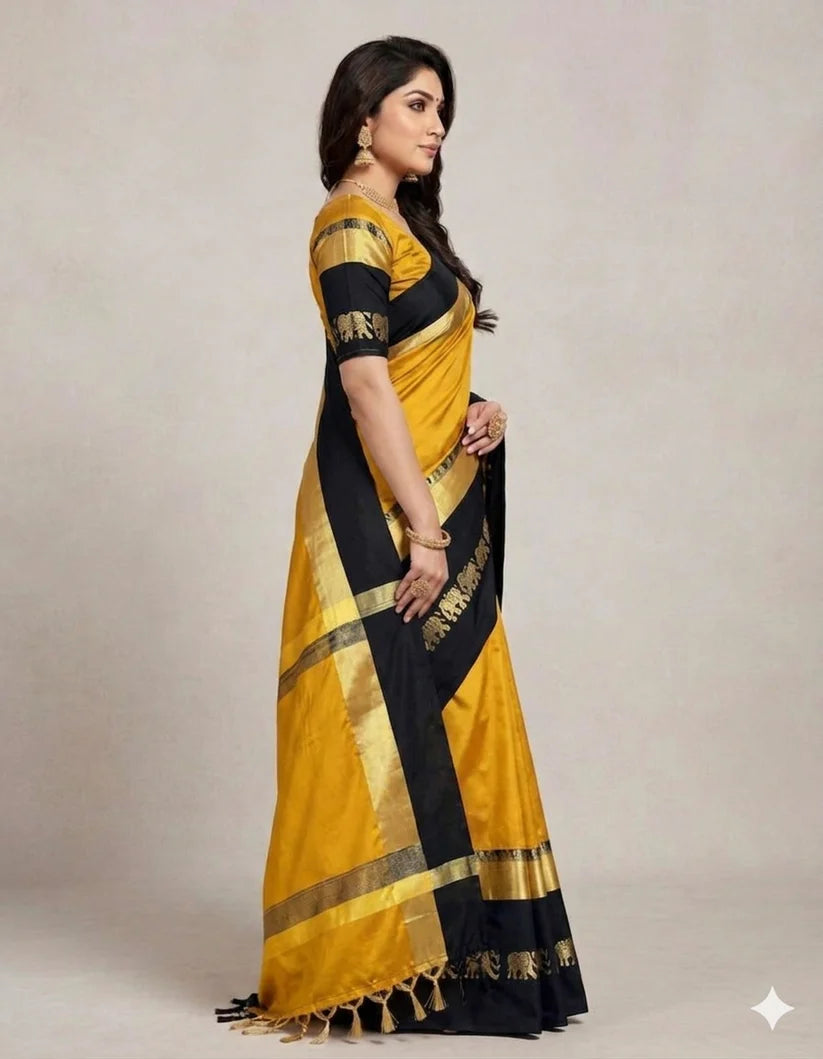 Hathi Design (Elephant) Cotton Silk Saree