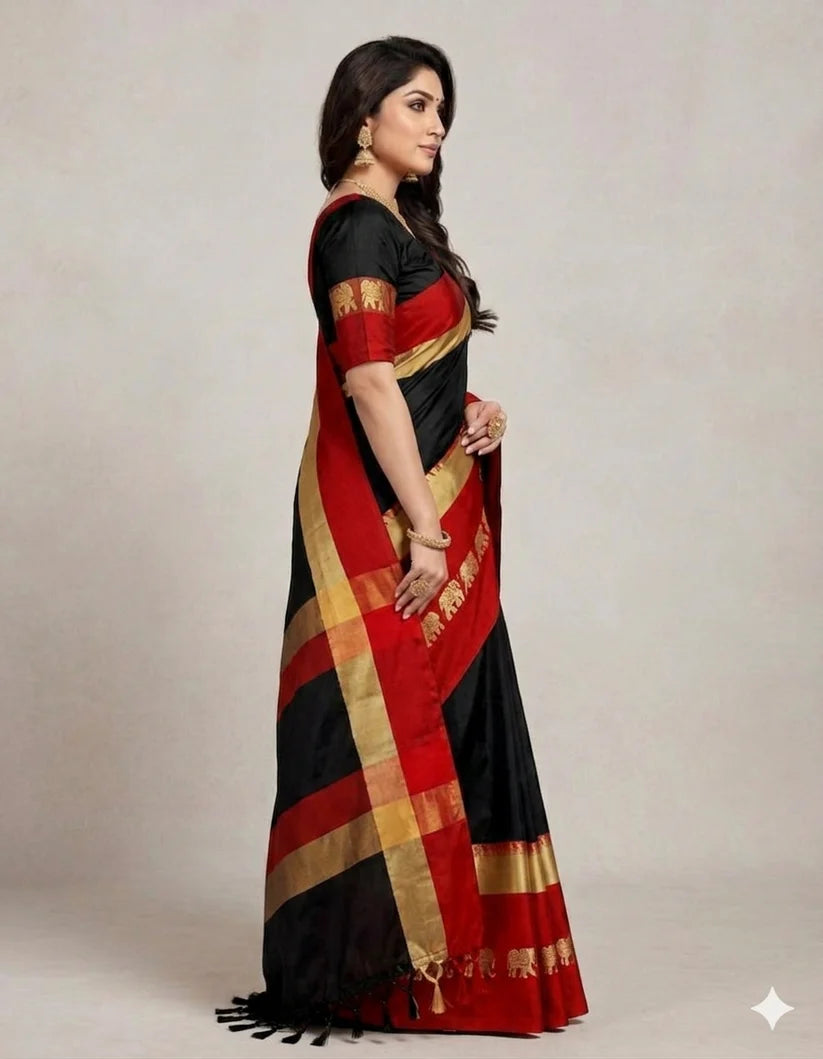 Hathi Design (Elephant) Cotton Silk Saree