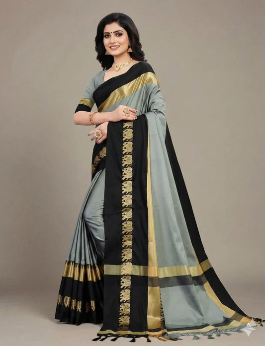 Hathi Design (Elephant) Cotton Silk Saree