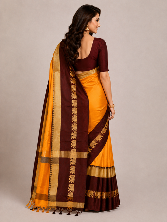 Hathi Design (Elephant) Cotton Silk Saree