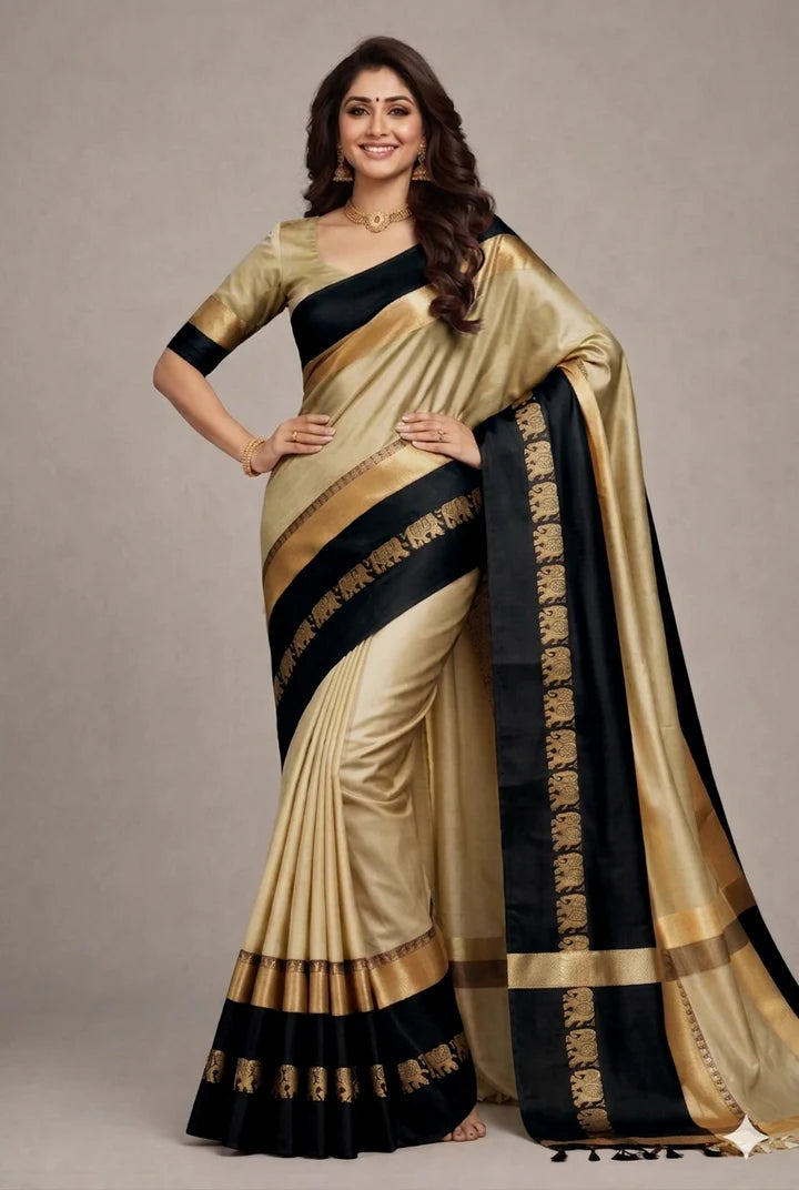 Hathi Design (Elephant) Cotton Silk Saree