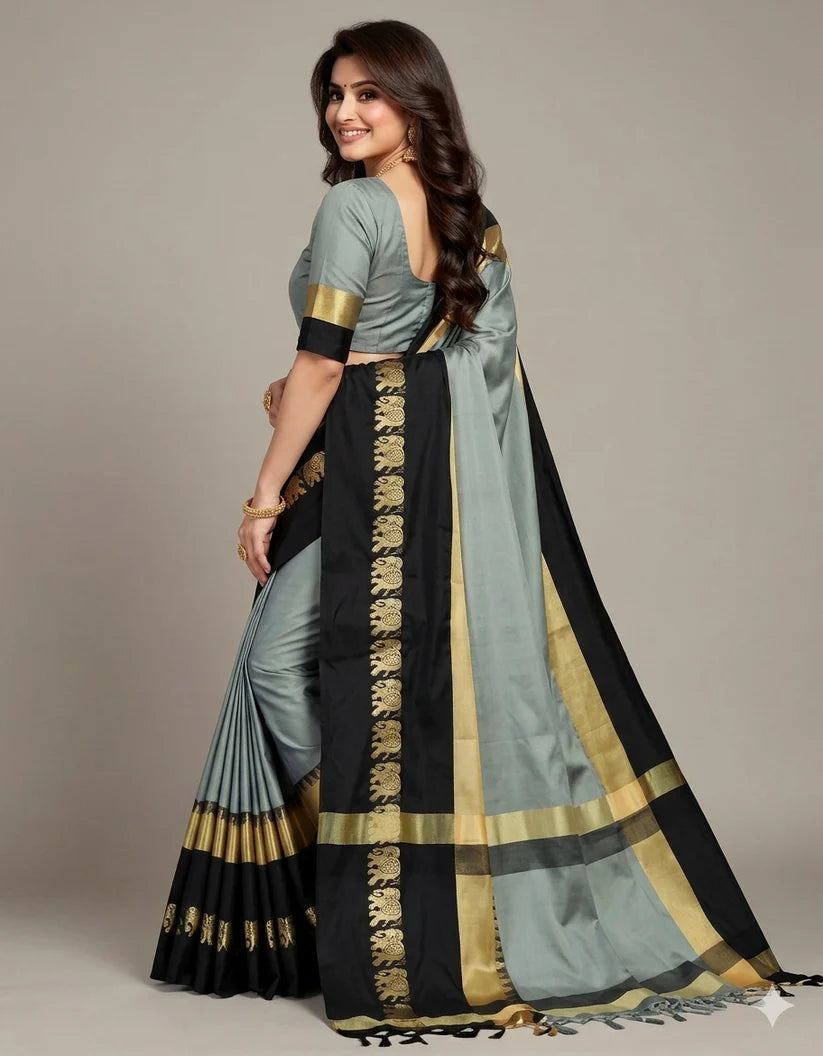 Hathi Design (Elephant) Cotton Silk Saree