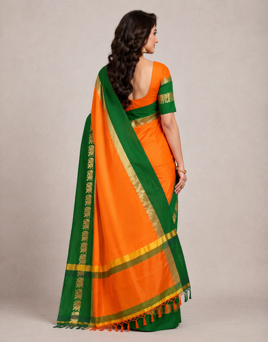 Hathi Design (Elephant) Cotton Silk Saree
