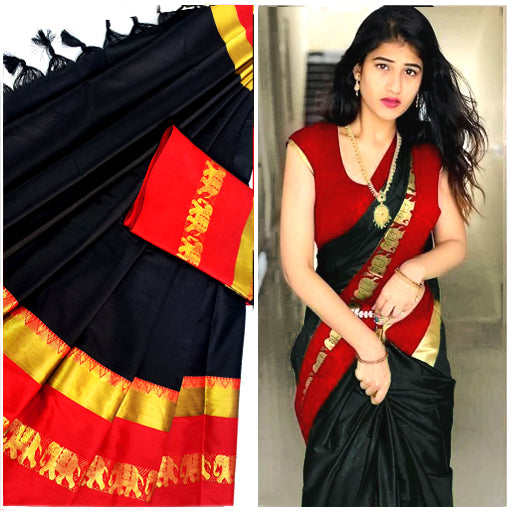Hathi Design (Elephant) Cotton Silk Saree