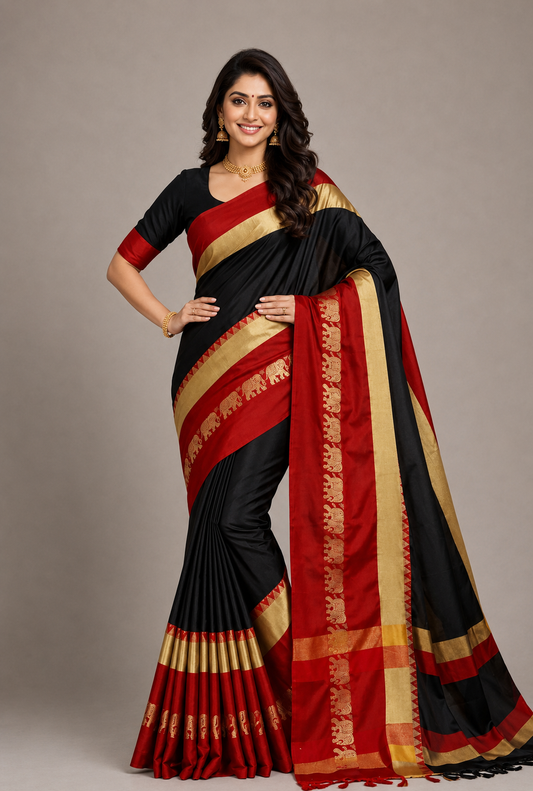 Hathi Design (Elephant) Cotton Silk Saree