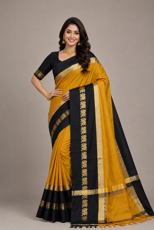 Hathi Design (Elephant) Cotton Silk Saree
