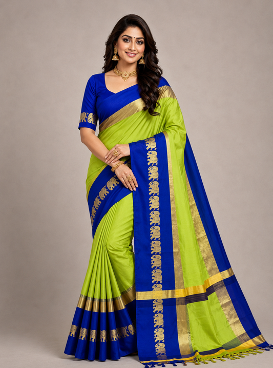 Hathi Design (Elephant) Cotton Silk Saree