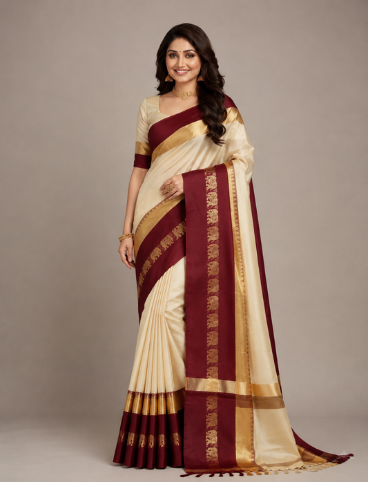 Hathi Design (Elephant) Cotton Silk Saree