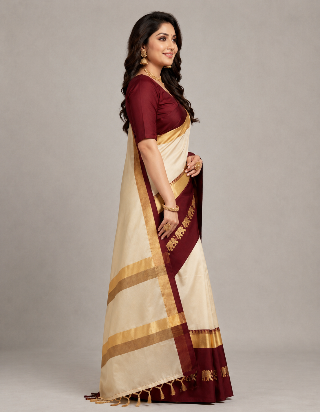 Hathi Design (Elephant) Cotton Silk Saree