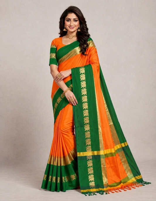 Hathi Design (Elephant) Cotton Silk Saree