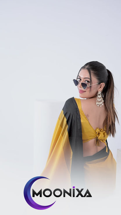Gold & Black Hathi Design (Elephant) Cotton Silk Saree