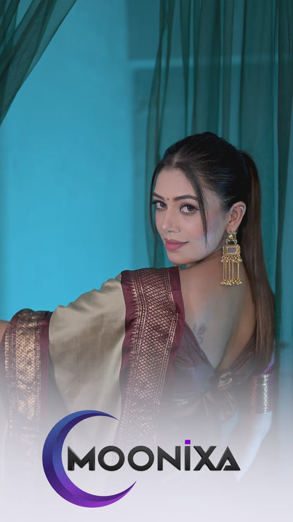 Beige & Brown Paithani Cotton Silk Saree